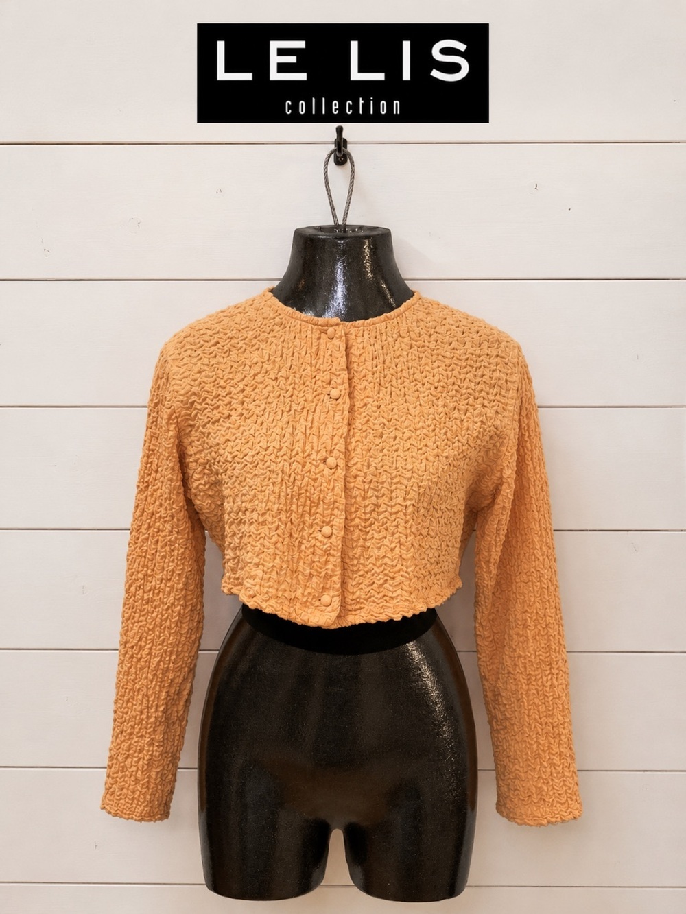 LE LIS Peach Textured Cropped Cardigan Size Small
